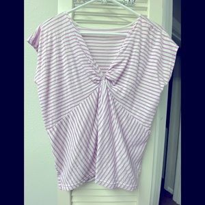 💜LOFT • purple & white shirt • XS • GUC